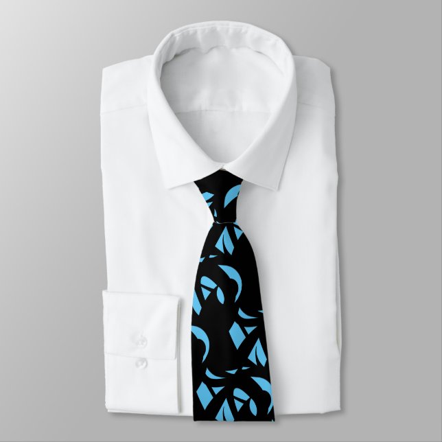 Phantastisch Moderne Kunst Blau / Schwarz Krawatte (Gebunden)