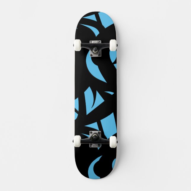 Phantastisch Moderne Kunst Blau / Schwarz Skateboard (Vorderseite)