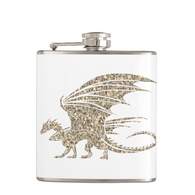 Phantastisch Mosaik Dragon Golden Flachmann (Vorderseite)