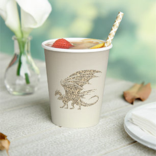 Phantastisch Mosaik Dragon Golden Pappbecher