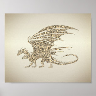 Phantastisch Mosaik Dragon Golden Poster