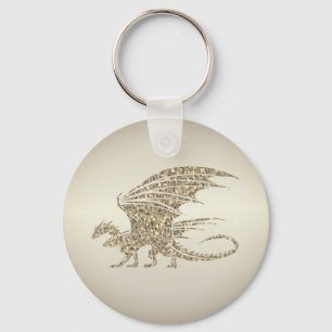 Phantastisch Mosaik Dragon Golden Schlüsselanhänger