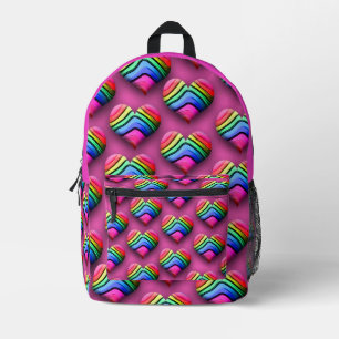 Phantastisch Neon Rainbow Hearts Bedruckter Rucksack