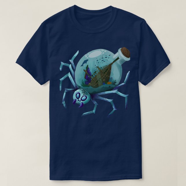 Phantastisch Ocean Aquarium Shipwreck Flasche Spid T-Shirt (Design vorne)
