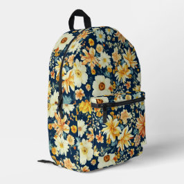 Phantastisch orangefarbene, zarte weiße Blume Bedruckter Rucksack