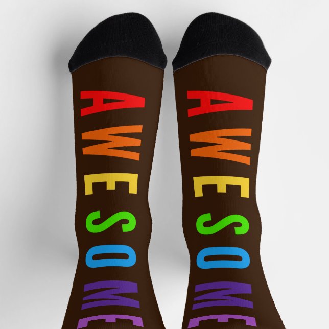 PHANTASTISCH POSTIVE FAPPING TEXT RAINBOW BROWN SOCKEN (Oben)