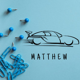 Phantastisch Racing Car Kid's Name Small Gummistempel