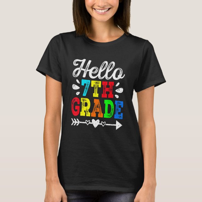 Phantastisch Retro Hello 7th Grade Lehrer Student  T-Shirt (Vorderseite)