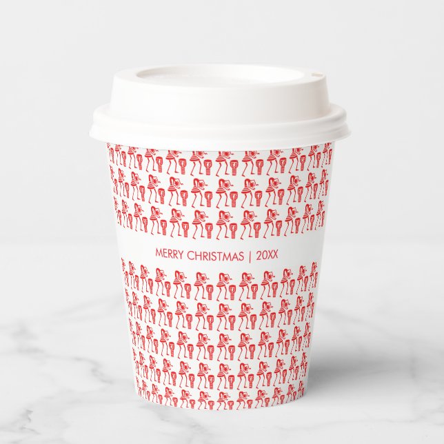 Phantastisch, Rote Silhouette, glücklicher Tanz Pappbecher (Vorderseite)