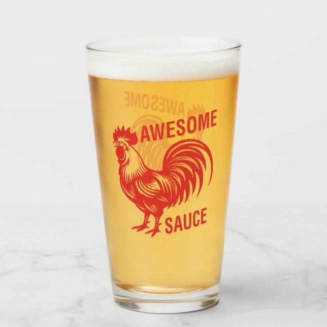 Phantastisch Sauce Rooster Funny Glas (Vorne (Gefüllt))