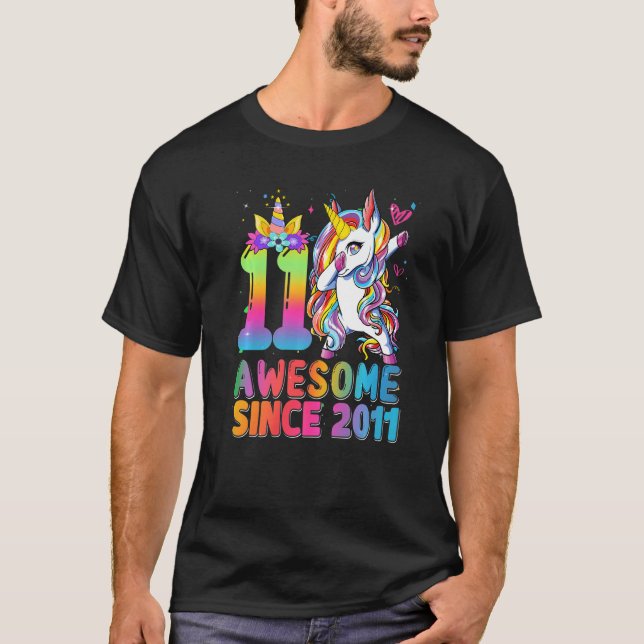 Phantastisch seit 2011 Dabbing Unicorn 11. Geburts T-Shirt (Vorderseite)