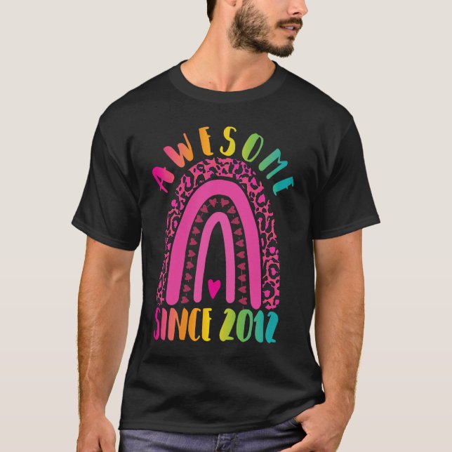 Phantastisch seit 2012 9. Leopard Rainbow Birthday T-Shirt (Vorderseite)