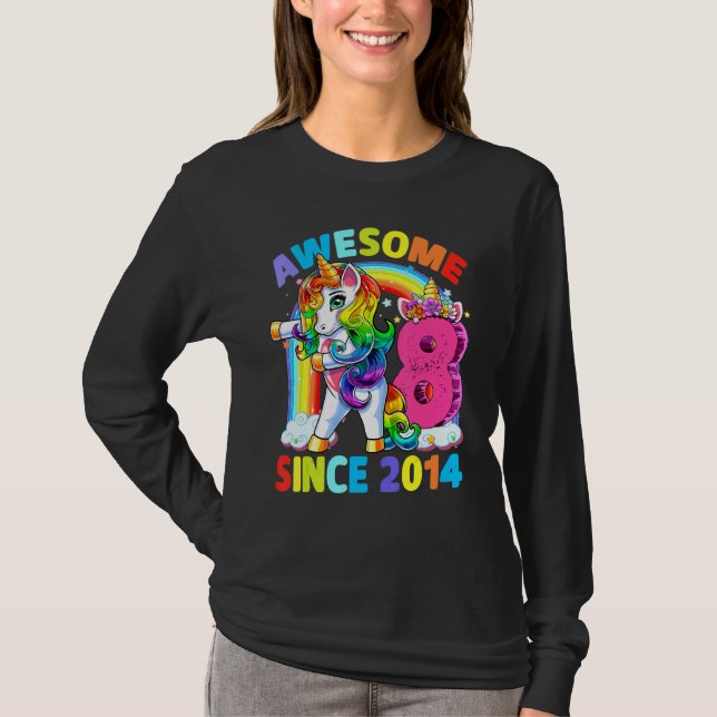 Phantastisch seit 2014 Dabbing Unicorn 8. Geburtst T-Shirt (Vorderseite)