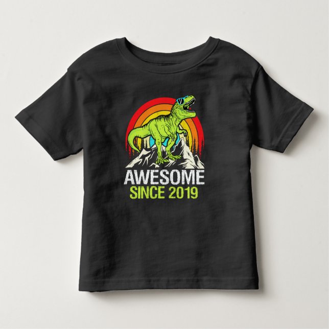 Phantastisch Seit 2019 Dinosaurier 4 Jahr 4 Geburt Kleinkind T-shirt (Vorderseite)