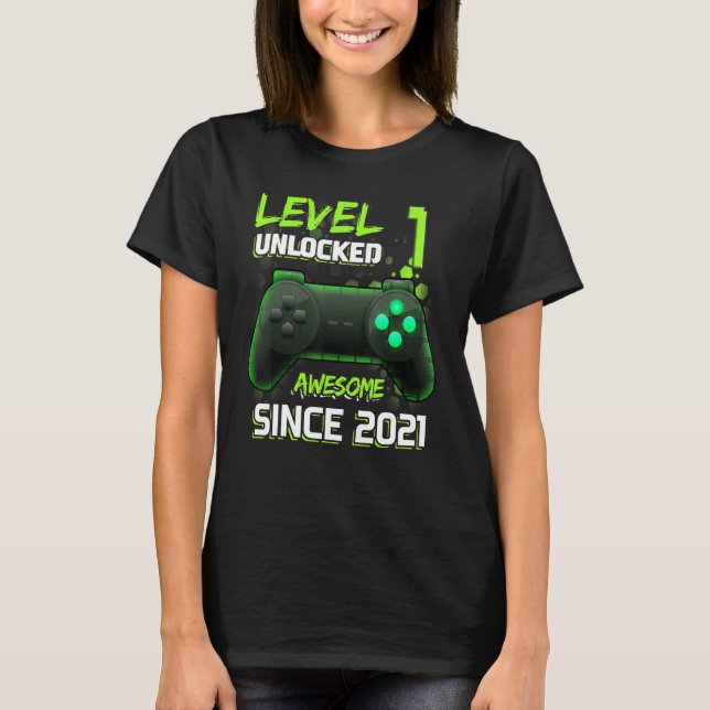 Phantastisch seit 2021, Level 1, Video Games Co T-Shirt (Vorderseite)