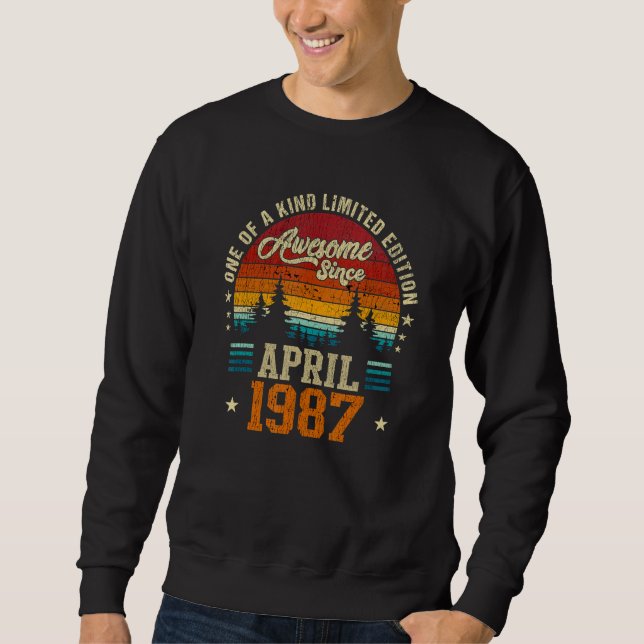 Phantastisch Seit April 1987 Vintag 35. Geburtstag Sweatshirt (Vorderseite)