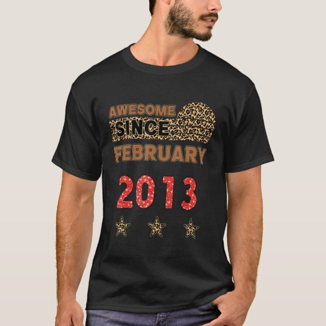Phantastisch seit Februar 2013 Leopard Print Febru T-Shirt (Vorderseite)