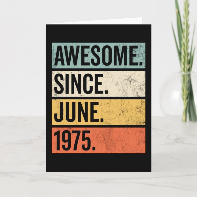 Phantastisch seit Juni 1975 Geburtstag Retro Karte (Vorderseite)