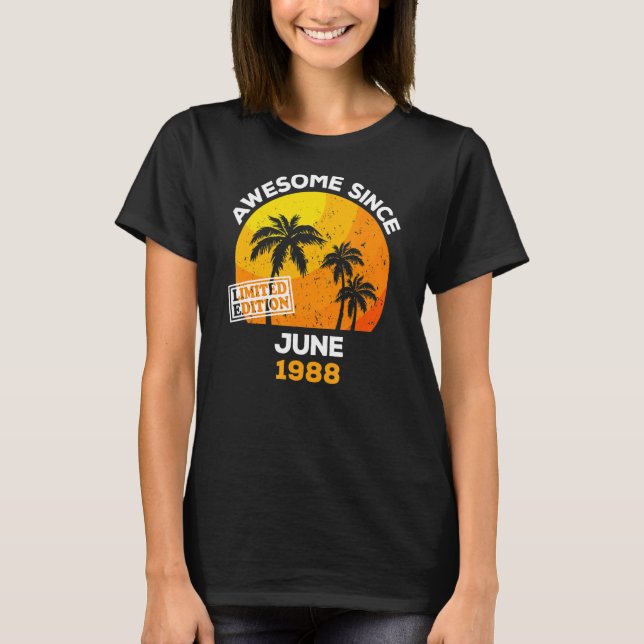 Phantastisch seit Juni 1988 Retro Men & Women Gebu T-Shirt (Vorderseite)
