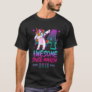 Phantastisch Seit März 2018 Dabbing Unicorn 4. Geb T-Shirt