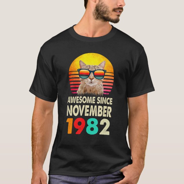 Phantastisch Seit November 1982 40. Geburtstag Cat T-Shirt (Vorderseite)
