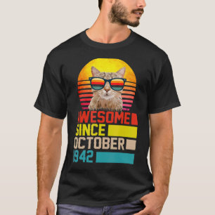 Phantastisch seit Oktober 1942 80. Geburtstag Cat  T-Shirt