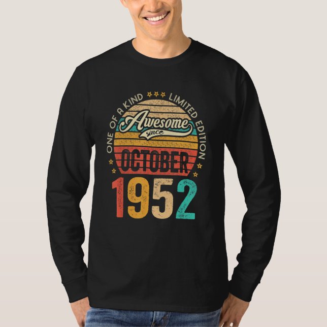 Phantastisch seit Oktober 1952 70 Jahre alt 70 Jah T-Shirt (Vorderseite)