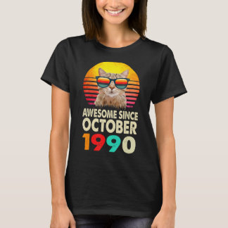 Phantastisch Seit Oktober 1990 32. Geburtstag Cat T-Shirt