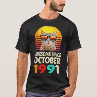 Phantastisch seit Oktober 1991 31. Geburtstag Cat T-Shirt