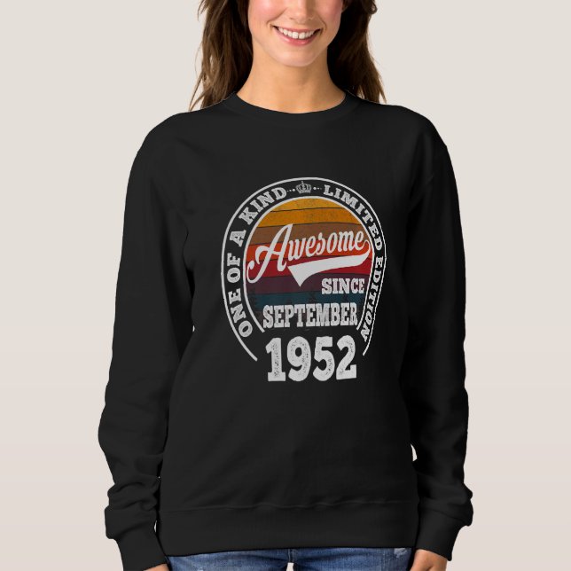 Phantastisch Seit September 1952 70. Geburtstag 70 Sweatshirt (Vorderseite)