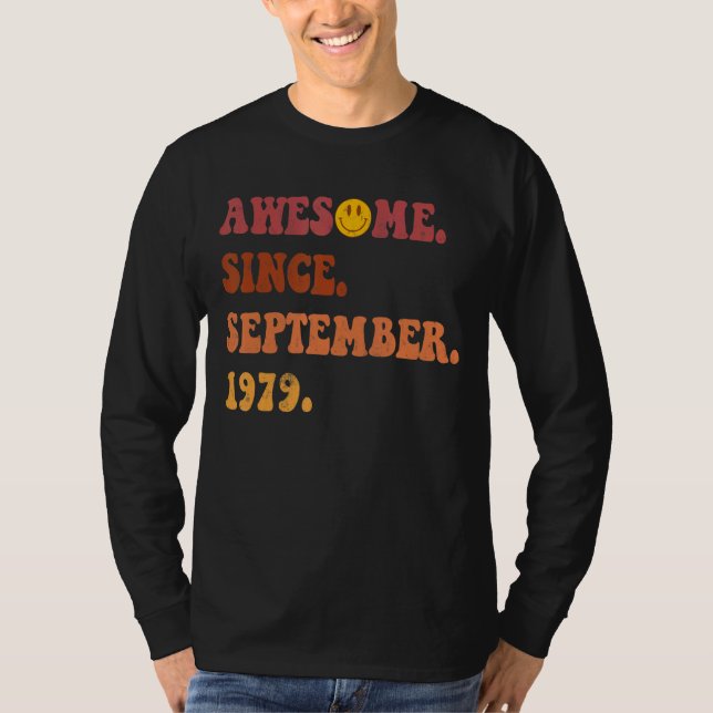 Phantastisch seit September 1979 Retro Groovy 43 J T-Shirt (Vorderseite)