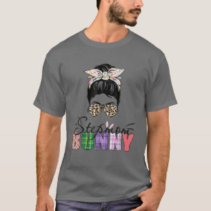 Phantastisch Stepmutter Bunny Messy Bun Leopard Ha T-Shirt