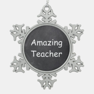 Phantastisch Teacher Chalkboard Design Geschenk Id Schneeflocken Zinn-Ornament