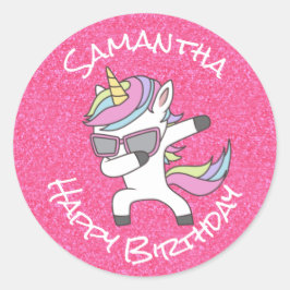 Phantastisch Trendy Unicorn Party Glitzer Pasta Ro Runder Aufkleber