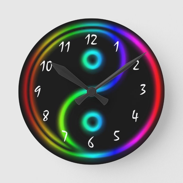 Phantastisch Yin und Yang Runde Wanduhr (Vorderseite)