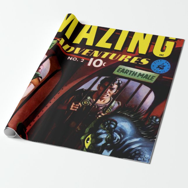 Phantastische Abenteuer #2 Retro Sci Fi Comic Book Geschenkpapier (Ungerollt)