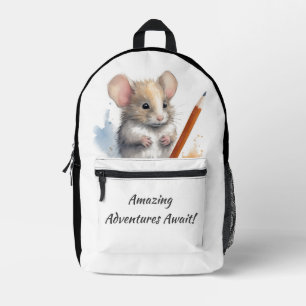 Phantastische Abenteuer warten! Maus mit Bleistift Bedruckter Rucksack