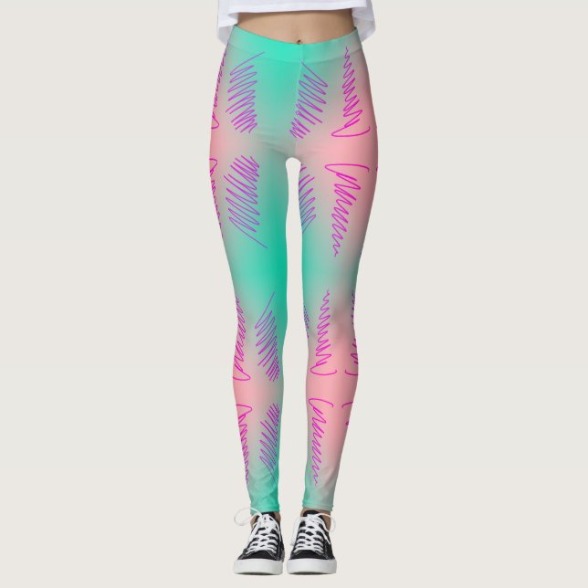 Phantastische Abstrakte Kunst Türkisch Rosa Leggin Leggings (Vorderseite)