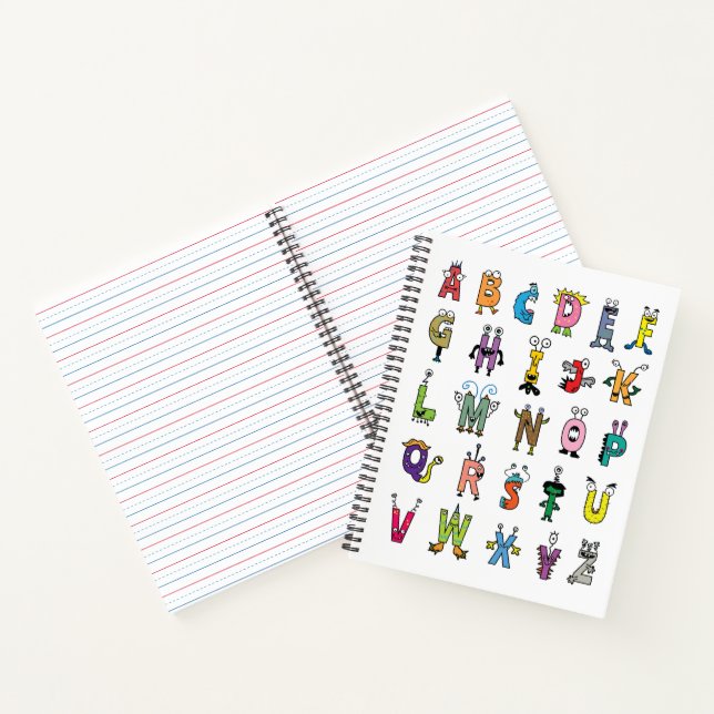 Phantastische Alphabet-Kreaturen | Kinder ABC-Spir Notizbuch (Innenseite)
