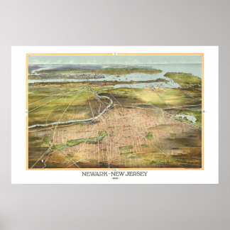 Phantastische alte Karte von Newark, New Jersey au Poster