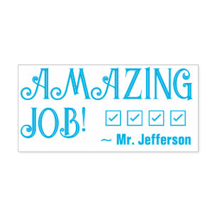 "PHANTASTISCHE ARBEIT!" + Tutor-Name Rubber-Briefm Permastempel