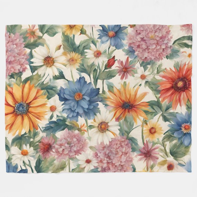 Phantastische Ausschreibung Sommergarten Blume Fleecedecke (Vorderseite (Horizontal))
