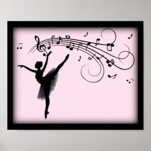 Phantastische Ballerina Tanz mit Musik Pink Poster