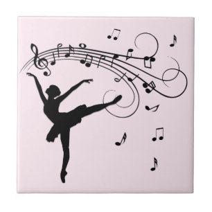 Phantastische Ballerina Tanz mit Musik Rosa Fliese