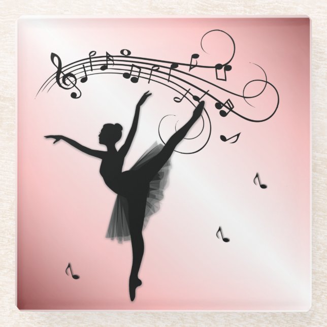 Phantastische Ballerina Tanz mit Musik Rosa Glasuntersetzer (Vorderseite)