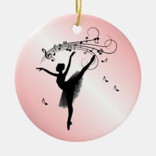 Phantastische Ballerina Tanz mit Musik Rosa Keramik Ornament