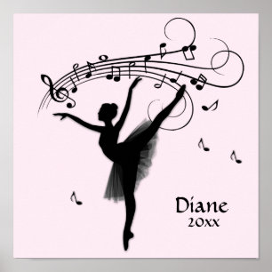 Phantastische Ballerina Tanz mit Musik Rosa Poster