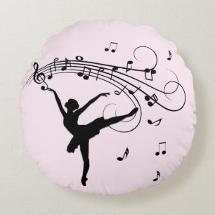 Phantastische Ballerina Tanz mit Musik Rosa Rundes Kissen