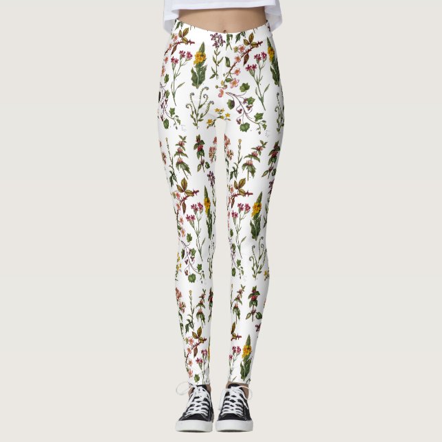 Phantastische botanische Leggings mit Blumen (Vorderseite)