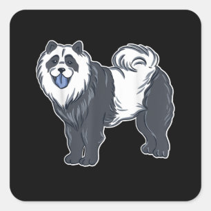 Phantastische Chow Chow Hund und Panda Bären, Hund Quadratischer Aufkleber